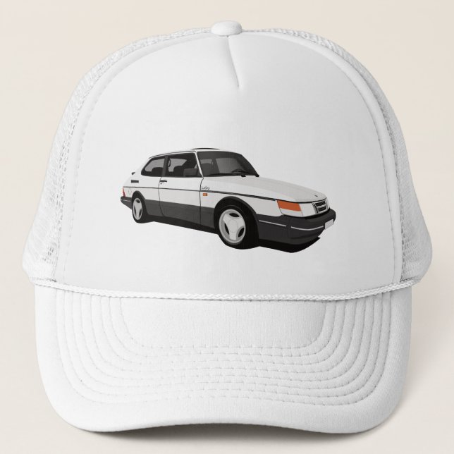 White Saab 900 Turbo Coupé Trucker Hat (Front)