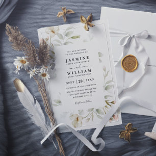 White Sage Blush Elegant Budget QR Code Wedding Invitation
