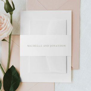 White Sage Green Modern Calligraphy Wedding Invitation Belly Band