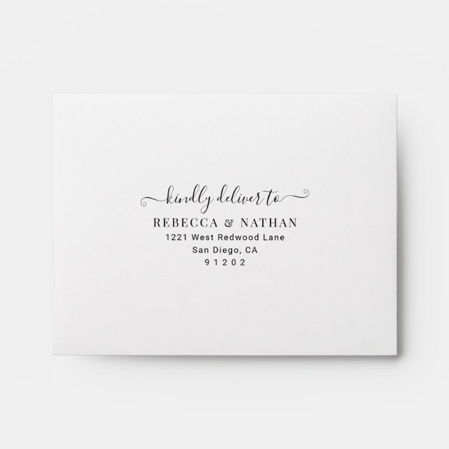 White & Sage Green Return Address Wedding RSVP Envelope (Front)