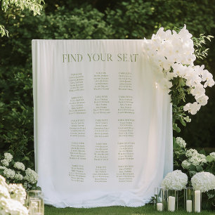White & Sage Green Wedding Seating Chart Backdrop  Tapestry