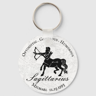 White Sagittarius Zodiac Sign Astrology Custom Key Ring