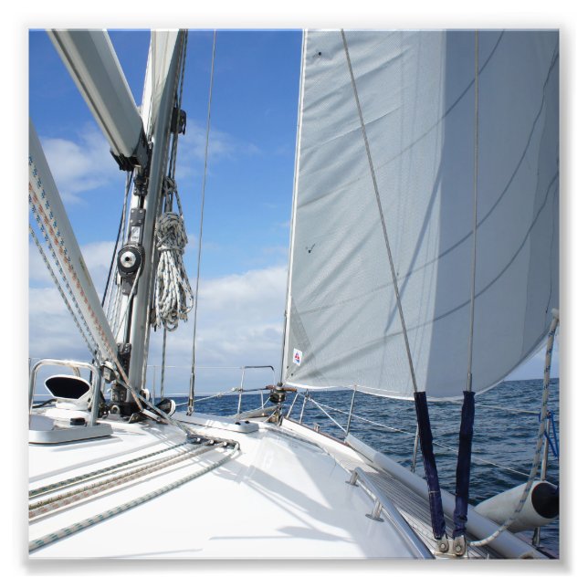 White Sailboat Deck Closeup Photo Print (Front)