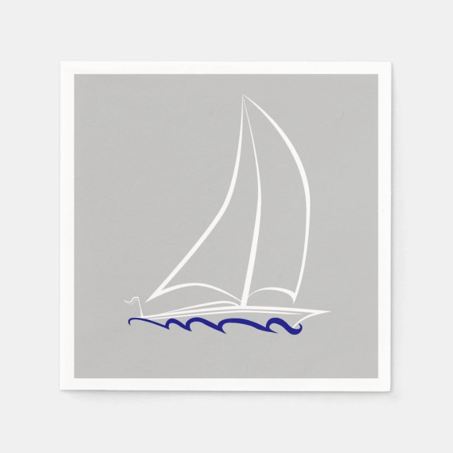 White Sailboat  Napkin (Front)