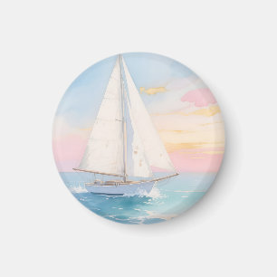 White Sailboat Ocean Glow Magnet