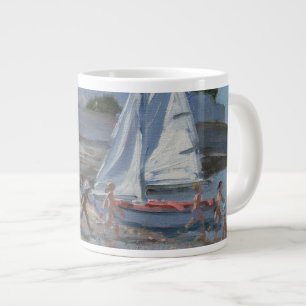 White sailboat Palais sur Mer France Large Coffee Mug