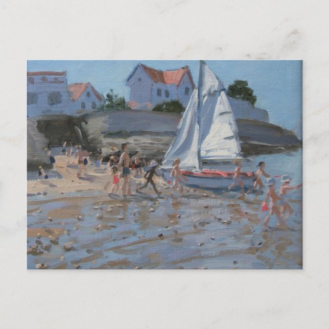 White sailboat Palais sur Mer France Postcard (Front)