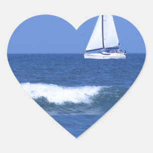 White Sailboat Photograph Heart Sticker