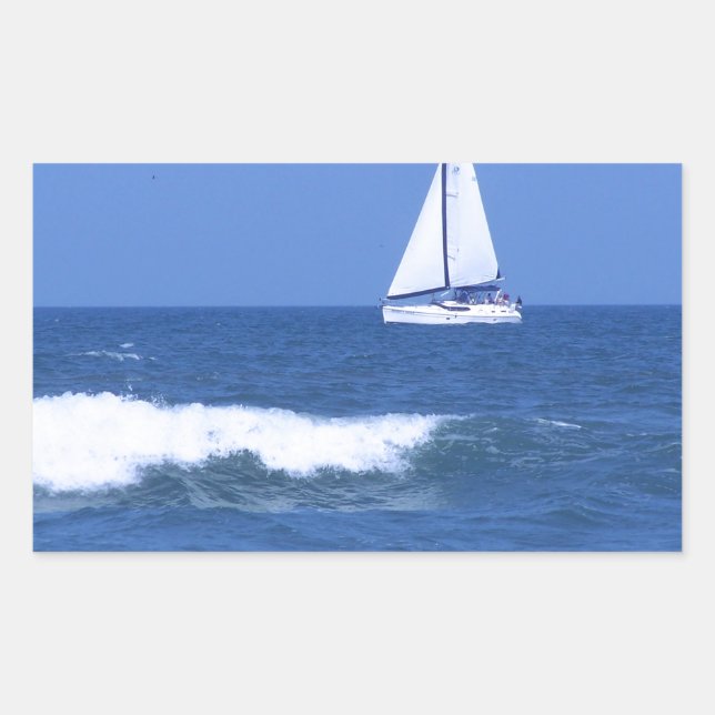 White Sailboat Photograph Rectangular Sticker (Front)