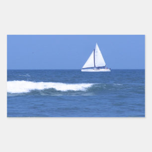 White Sailboat Photograph Rectangular Sticker