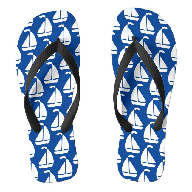 White Sailboats Thongs (Footbed)