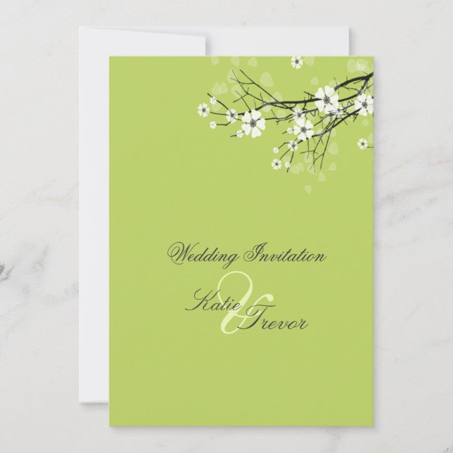 White Sakura Blossoms Invitations (Front)
