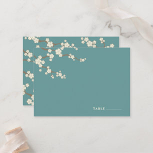White Sakura Flowers Cherry Blossoms Chic Wedding Place Card