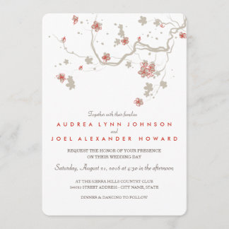 White Sakura Wedding Invitation Card