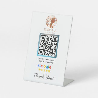 White Salon Google Review Counter Stand Template Pedestal Sign