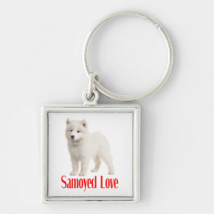 White Samoyed Puppy Dog Love Key Ring
