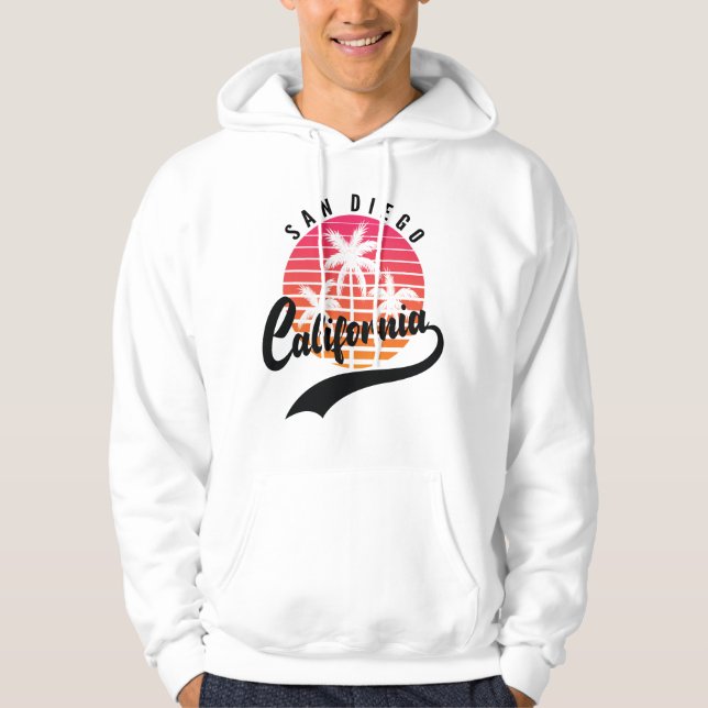 White San Diego Angeles Retro Sunset Hoodie (Front)