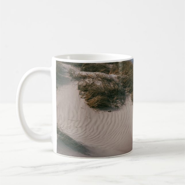 WHITE SAND AND GREEN GRASS FIELD COFFEE MUG (Left)