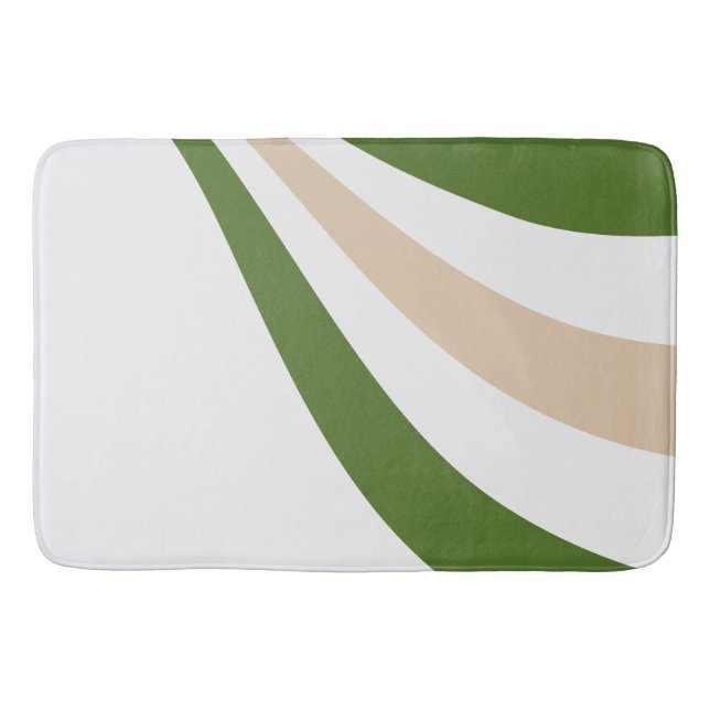 White, Sand and Palm Green Wave Bath Mat (Front)