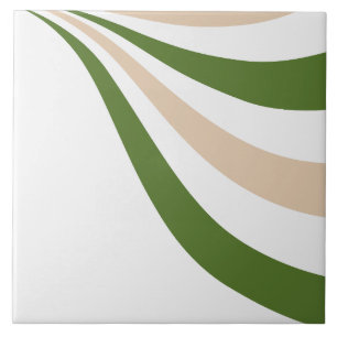 White, Sand and Palm Green Wave Ceramic Tile