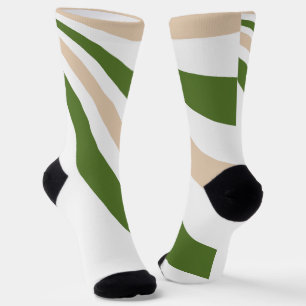 White, Sand and Palm Green Wave Socks