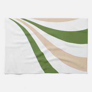 White, Sand and Palm Green Wave Tea Towel
