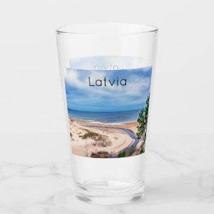 White sand beach near Baltic sea in Latvia Glass