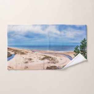 White sand beach near Baltic sea in Latvia Hand Towel