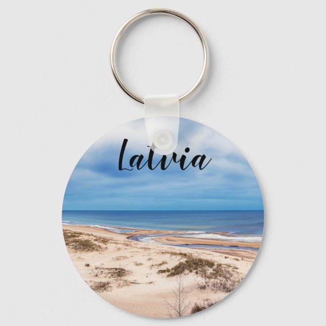 White sand beach near Baltic sea in Latvia Key Ring (Front)