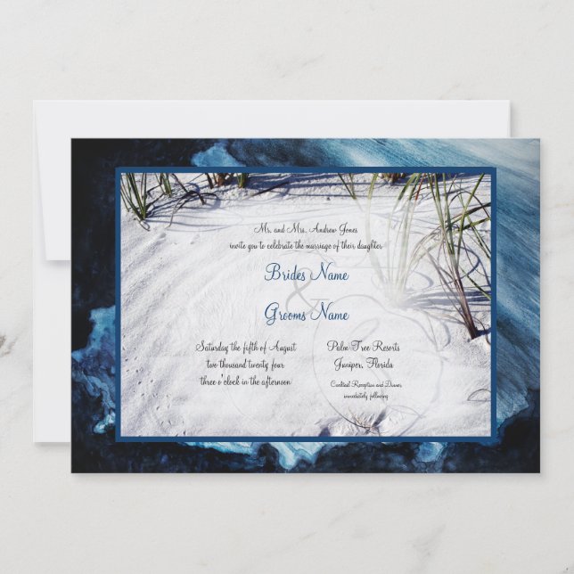 White Sand Beach Ocean Wedding Invitation (Front)