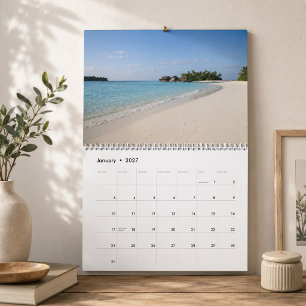 White Sand Beach Photography Ocean View Tropical Calendar