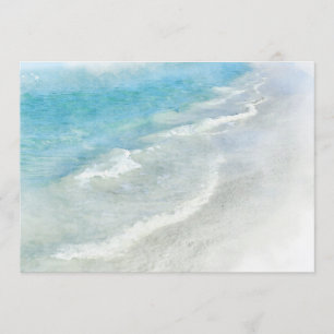 White Sand Beach Watercolor - Teal Aqua Turquoise Invitation