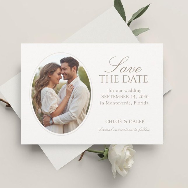White & Sand | Flat Photo Wedding Save  The Date (Creator Uploaded)