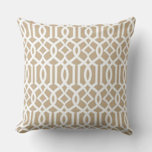 White Sand Moroccan Trellis Decor Pillow