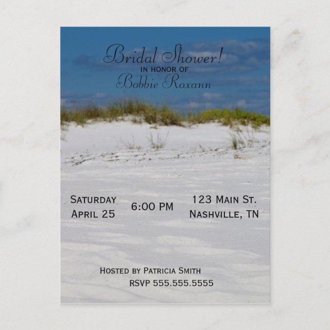 White Sands Beach Bridal Shower Invitation Postcard (Front)