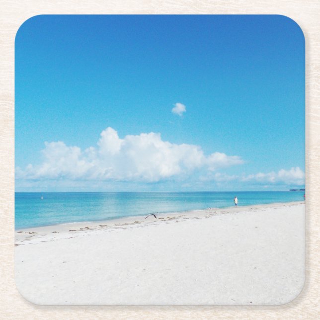 White Sands Beach Paper Coasters (Front)
