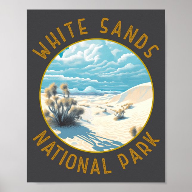 White Sands National Park Distressed Circle  Poster (Front)