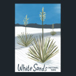White Sands National Park New Mexico Gypsum Yucca Poster<br><div class="desc">Check out this awesome coloured pencil illustration of beautiful White Sands National Park and get ready to explore these white gypsum dunes! Check out my shop for more designs too! Collect all the parks, I'm creating new ones all the time. Check out my shop for more hiking, camping, vanlife, birds...</div>