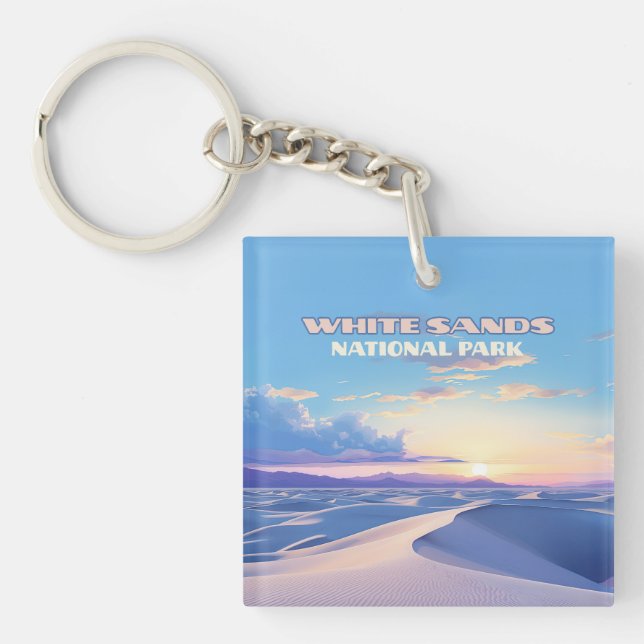 White Sands National Park Sunset Dunes New Mexico Key Ring (Front)