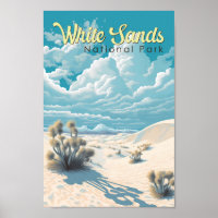 White Sands National Park Travel Art Vintage