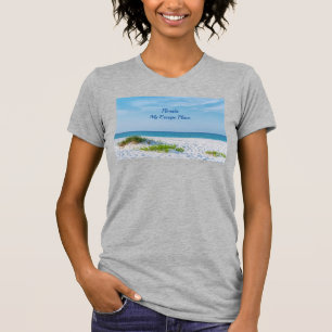 White Sandy Beach Florida Coastline 3/4 Sleeve T-S T-Shirt