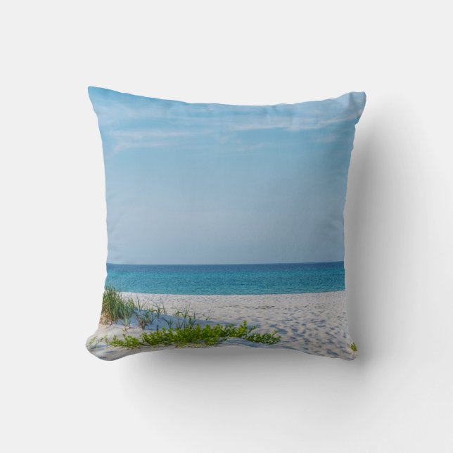 White Sandy Beach Florida Coastline Cushion (Front)