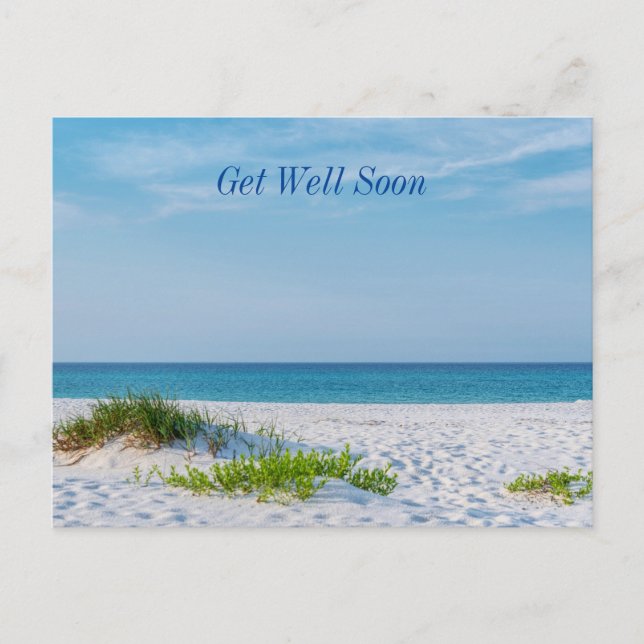 White Sandy Beach Florida Coastline Get Well Soon Postcard (Front)