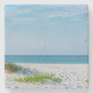White Sandy Beach Florida Coastline Stone Coaster