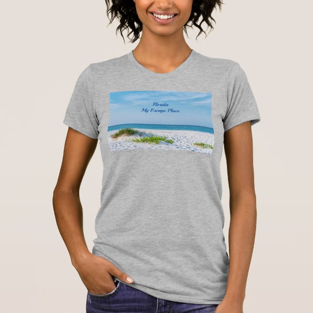 White Sandy Beach Florida Coastline T-Shirt (Front)
