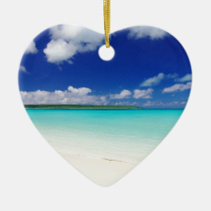 White Sandy Beach, Miyako Island Okinawa Ceramic Tree Decoration