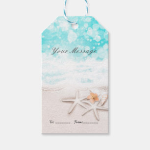 White Sandy Beach Starfish Blue Ocean Party Favour Gift Tags
