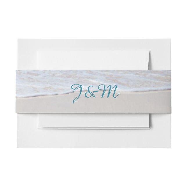 White Sandy Beach Wedding Belly Band Invitation Belly Band (Front Example)
