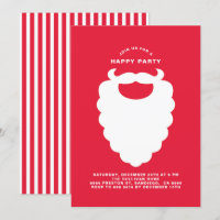 White Santa Beard Modern Holiday Party Invitation