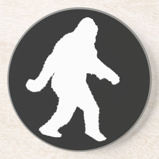 White Sasquatch Silhouette For Dark Backgrounds Coaster (Front)